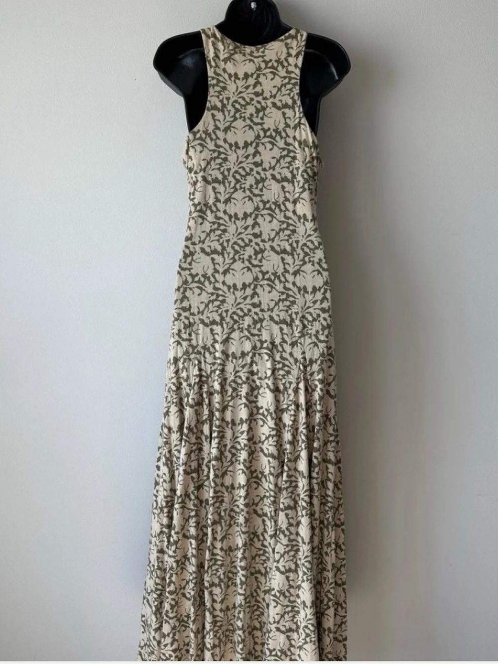 Ralph Lauren Cream Maxi Dress with Olive Botanical Print